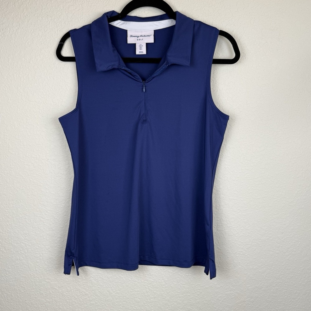 Tommy Bahama Women Golf Sleeveless Blue Top Pickleball Tennis Activewear Sz L
